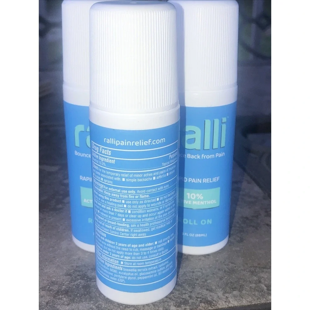 Ralli Menthol Rapid Pain Relief Roll-On Muscle Aches Arthritis 3 Oz Lot Of 3